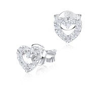 Stunning CZ Heart Designed Silver Ear Stud STS-3271